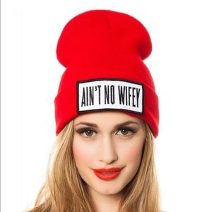Dimepiece Ain't No Wifey Beanie in Red